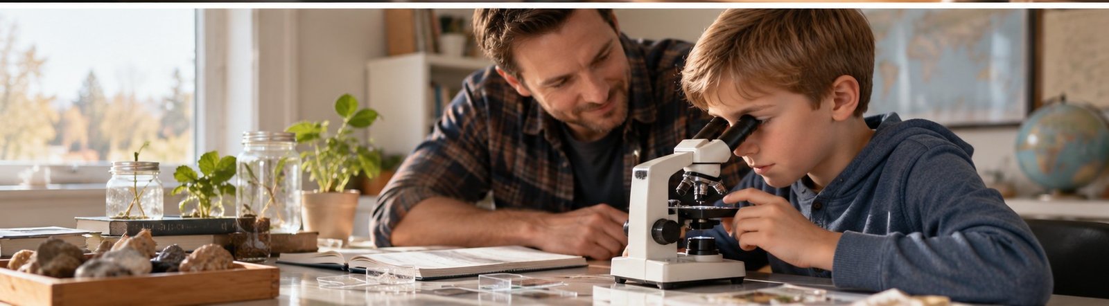 Student exploring science at home